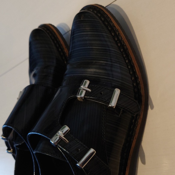 Patent Leather oxford black charcoal grey sz 36 - Picture 2 of 7